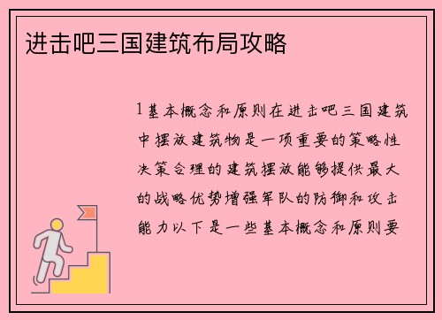 进击吧三国建筑布局攻略